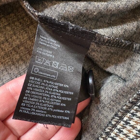 H&M brown tweed houndstooth one button womens blazer SIZE 10 - Picture 5 of 6